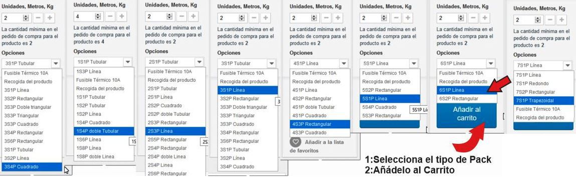 Seleccionar tipo de Pack